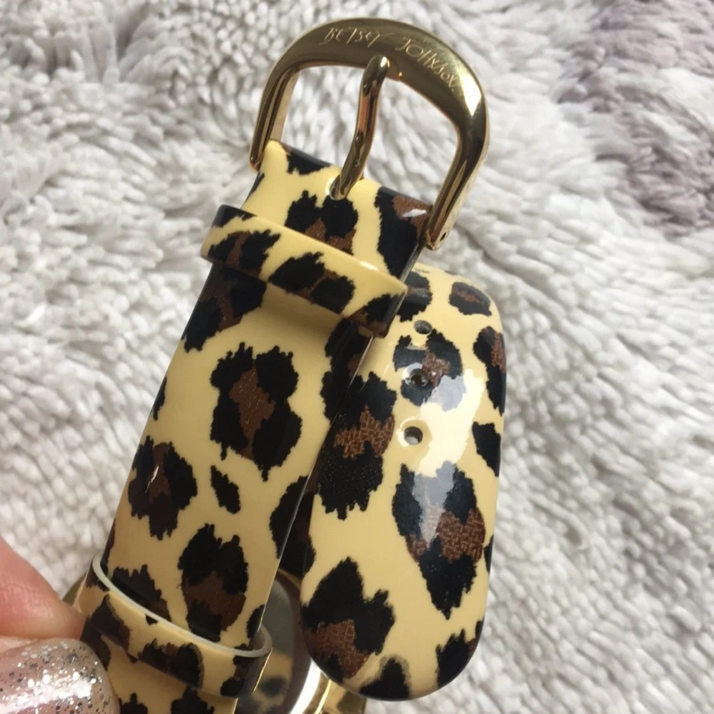 🐆Betsey Johnson EUC Large Floating Numbers Watch Animal Print🐆